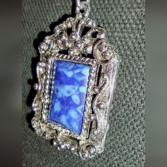 Sterling and lapis large pendant necklace - Picture 11 of 16